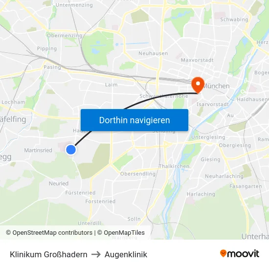 Klinikum Großhadern to Augenklinik map