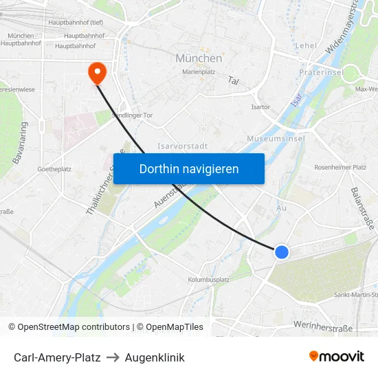 Carl-Amery-Platz to Augenklinik map