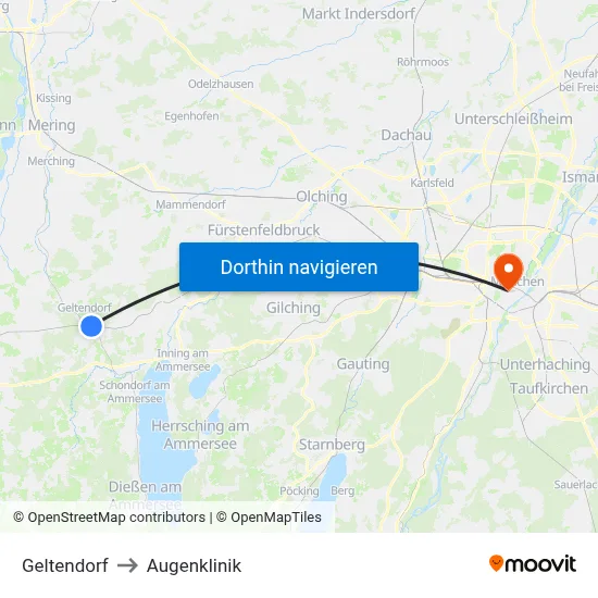Geltendorf to Augenklinik map