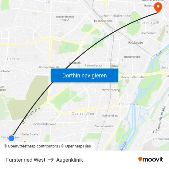 Fürstenried West to Augenklinik map