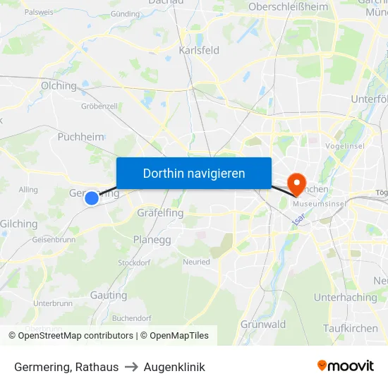 Germering, Rathaus to Augenklinik map