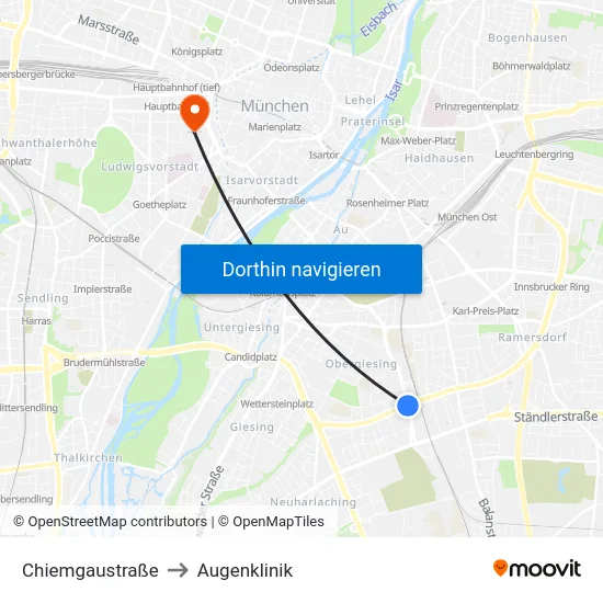 Chiemgaustraße to Augenklinik map