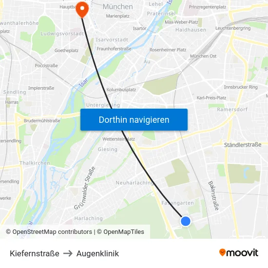 Kiefernstraße to Augenklinik map