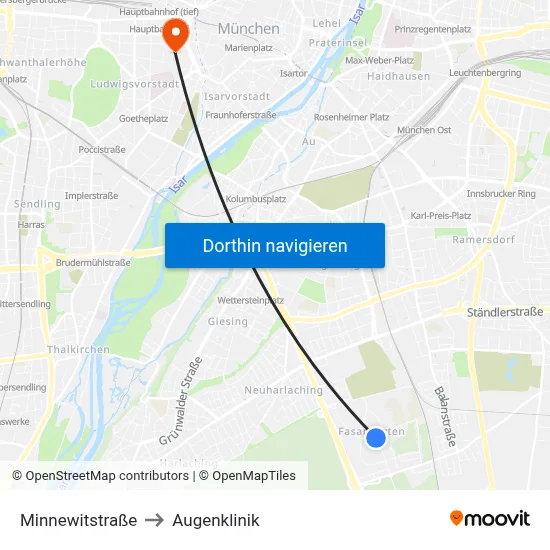 Minnewitstraße to Augenklinik map