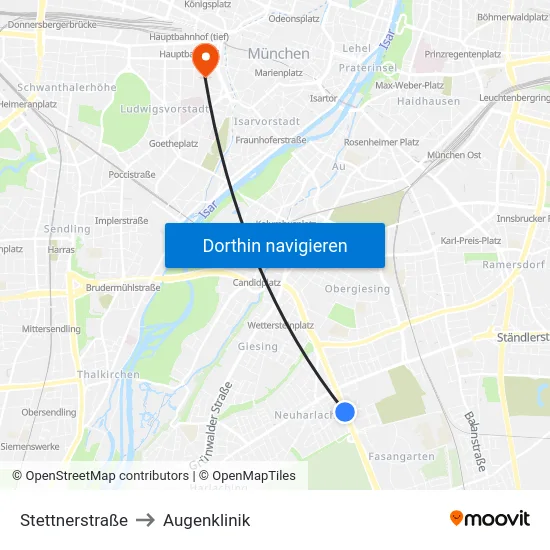 Stettnerstraße to Augenklinik map