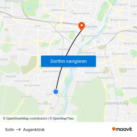 Solln to Augenklinik map