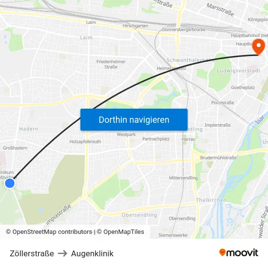 Zöllerstraße to Augenklinik map