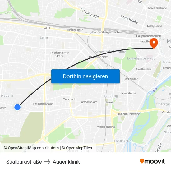 Saalburgstraße to Augenklinik map