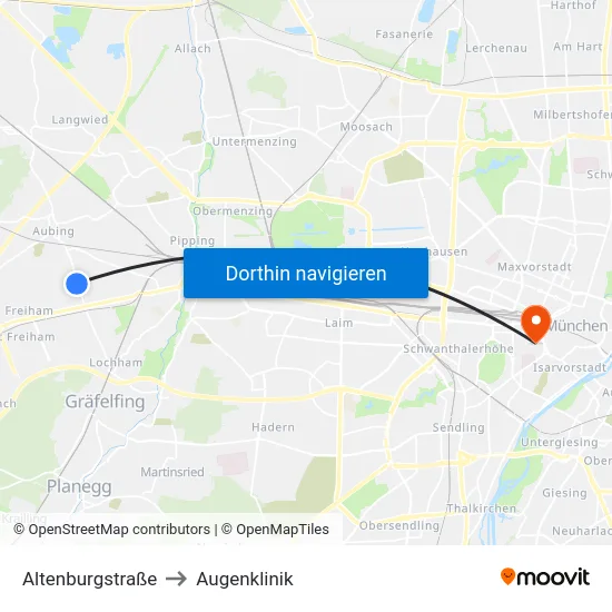 Altenburgstraße to Augenklinik map