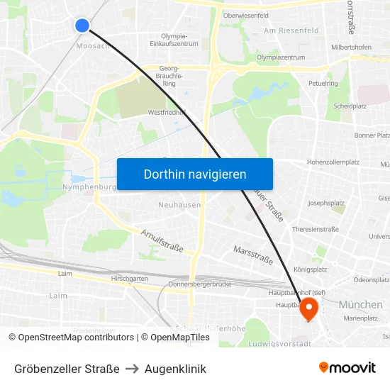 Gröbenzeller Straße to Augenklinik map