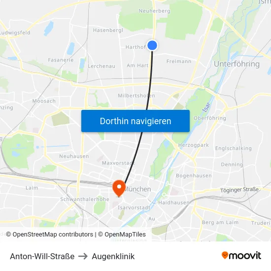 Anton-Will-Straße to Augenklinik map