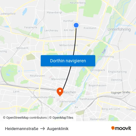 Heidemannstraße to Augenklinik map