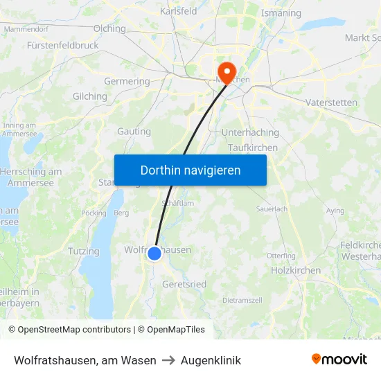 Wolfratshausen, am Wasen to Augenklinik map