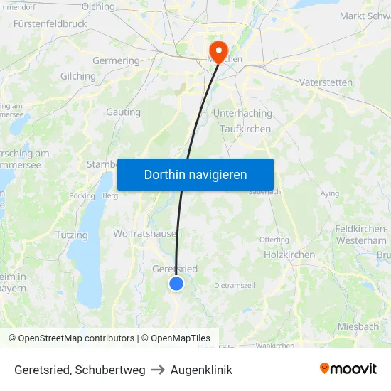 Geretsried, Schubertweg to Augenklinik map