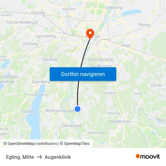 Egling, Mitte to Augenklinik map