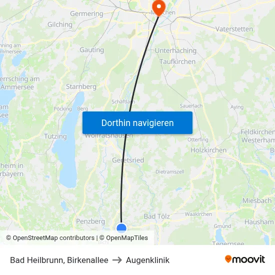 Bad Heilbrunn, Birkenallee to Augenklinik map
