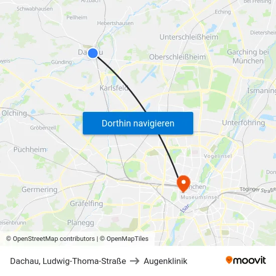 Dachau, Ludwig-Thoma-Straße to Augenklinik map