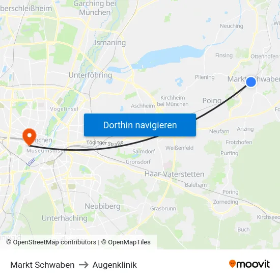 Markt Schwaben to Augenklinik map