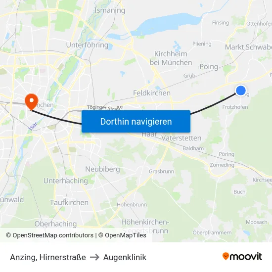 Anzing, Hirnerstraße to Augenklinik map