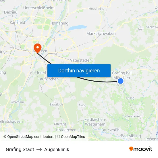 Grafing Stadt to Augenklinik map