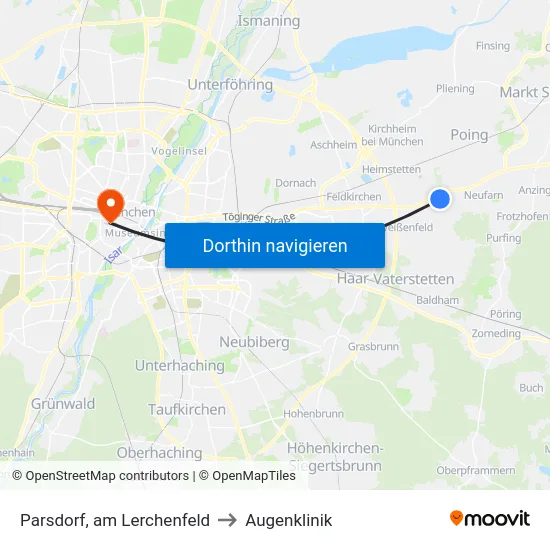 Parsdorf, am Lerchenfeld to Augenklinik map