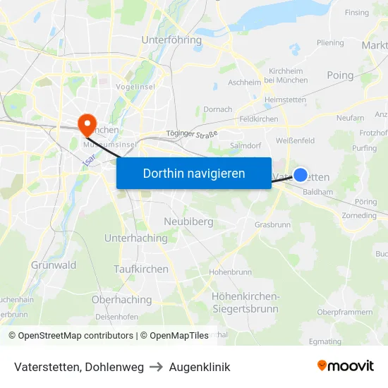 Vaterstetten, Dohlenweg to Augenklinik map