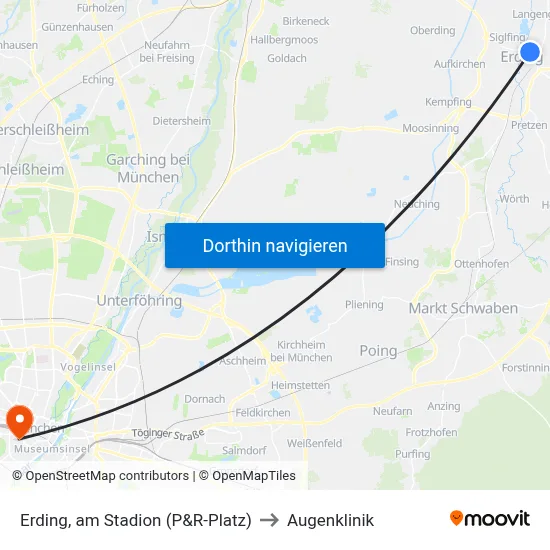 Erding, am Stadion (P&R-Platz) to Augenklinik map