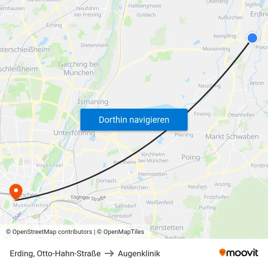 Erding, Otto-Hahn-Straße to Augenklinik map