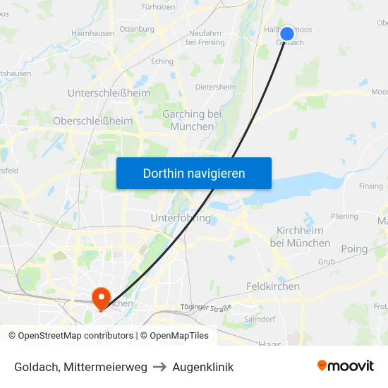 Goldach, Mittermeierweg to Augenklinik map