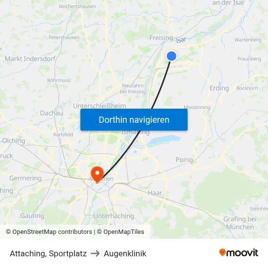 Attaching, Sportplatz to Augenklinik map