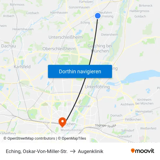 Eching, Oskar-Von-Miller-Str. to Augenklinik map