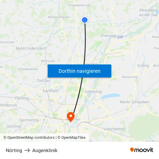 Nörting to Augenklinik map