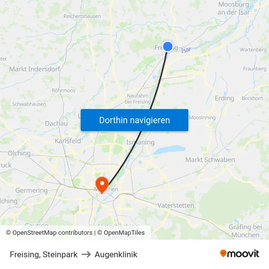 Freising, Steinpark to Augenklinik map