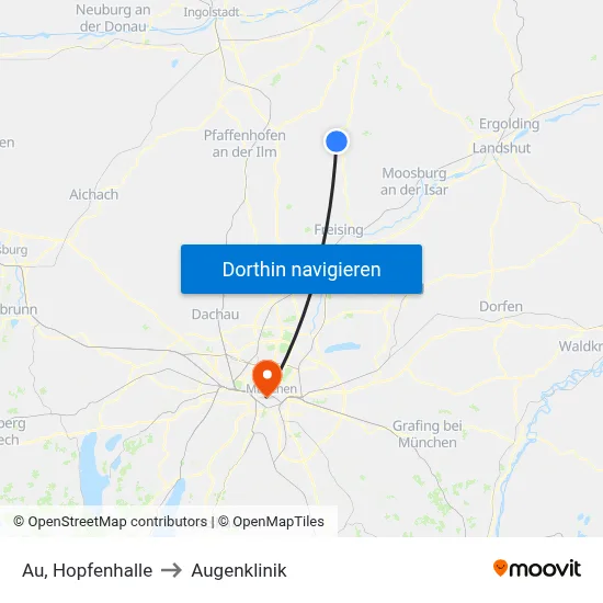 Au, Hopfenhalle to Augenklinik map