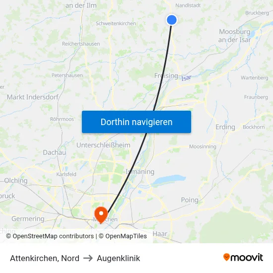 Attenkirchen, Nord to Augenklinik map