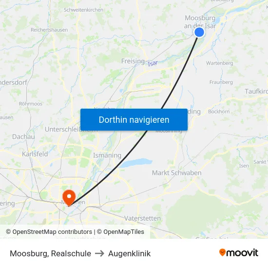 Moosburg, Realschule to Augenklinik map