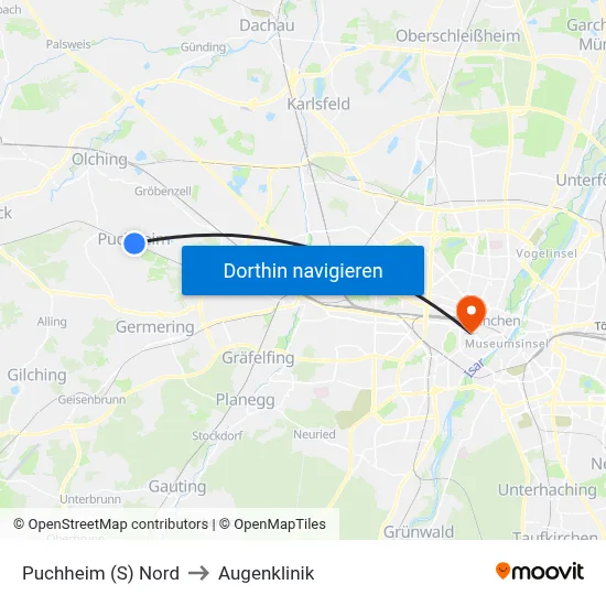 Puchheim (S) Nord to Augenklinik map