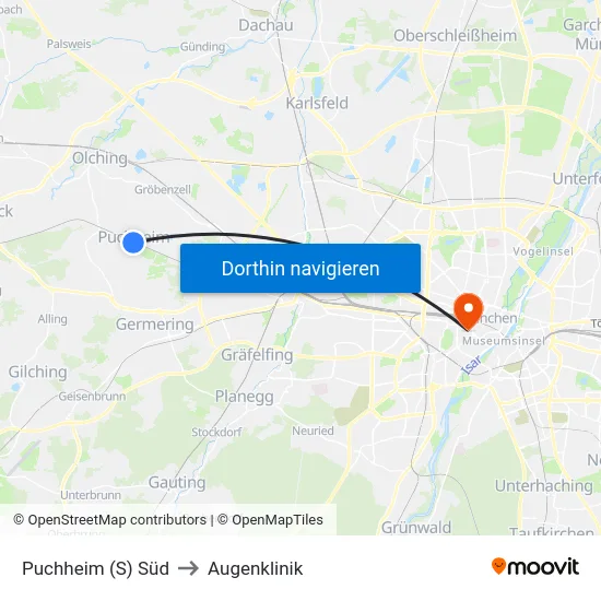 Puchheim (S) Süd to Augenklinik map