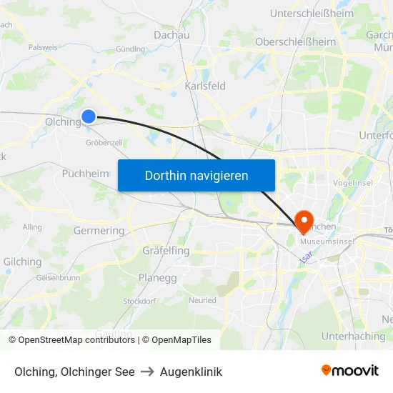 Olching, Olchinger See to Augenklinik map