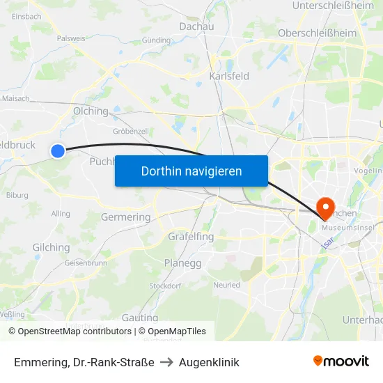 Emmering, Dr.-Rank-Straße to Augenklinik map