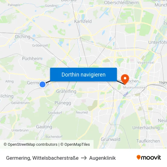 Germering, Wittelsbacherstraße to Augenklinik map