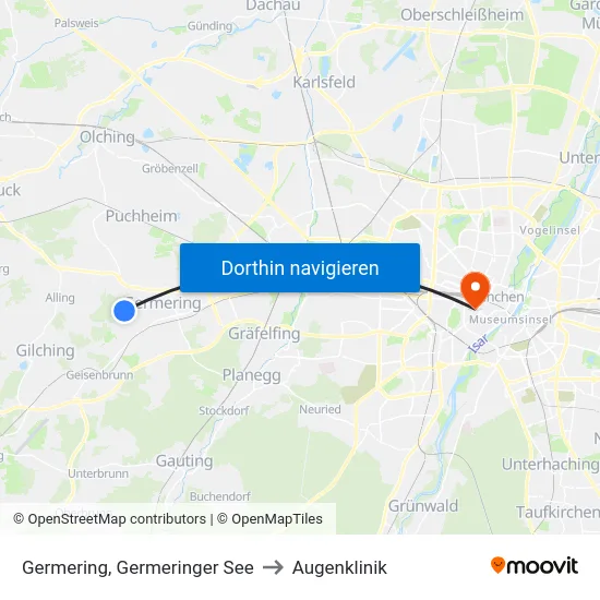 Germering, Germeringer See to Augenklinik map