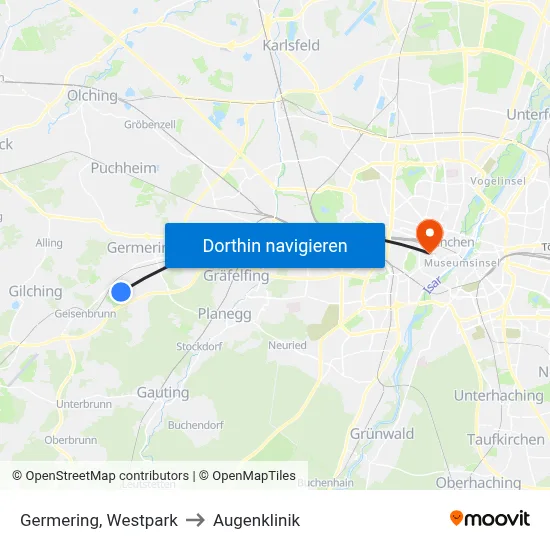 Germering, Westpark to Augenklinik map