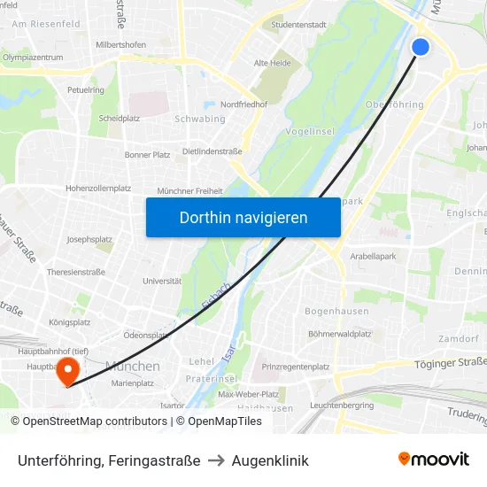 Unterföhring, Feringastraße to Augenklinik map