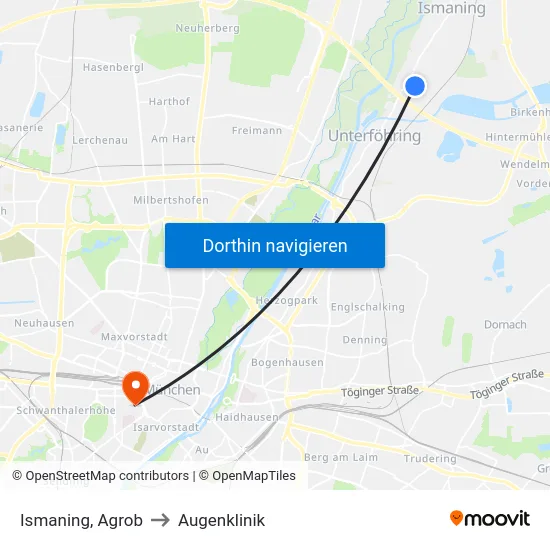 Ismaning, Agrob to Augenklinik map