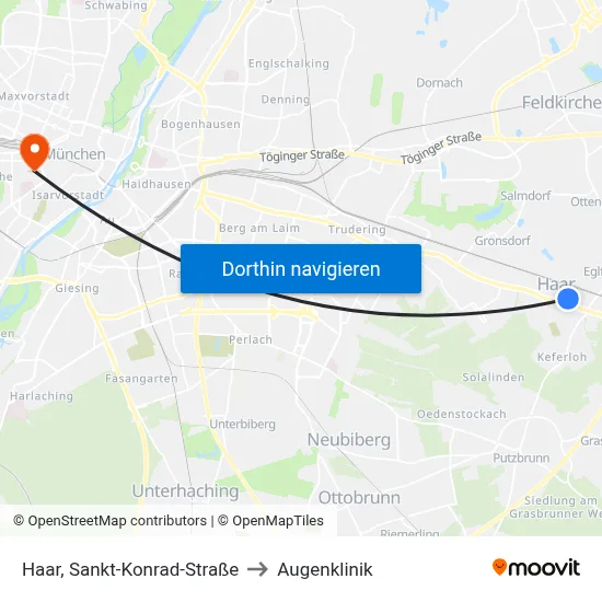 Haar, Sankt-Konrad-Straße to Augenklinik map