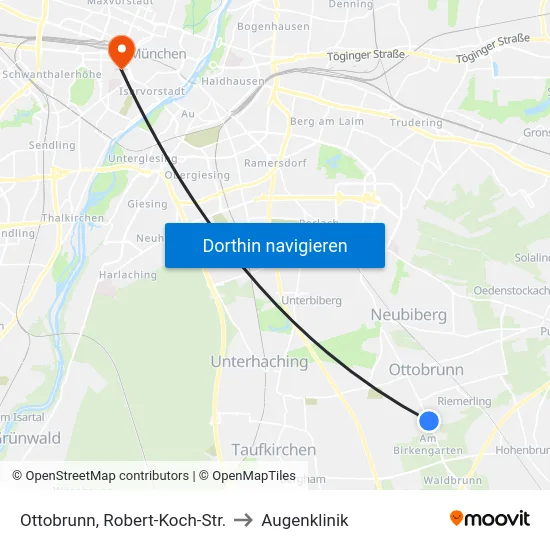 Ottobrunn, Robert-Koch-Str. to Augenklinik map