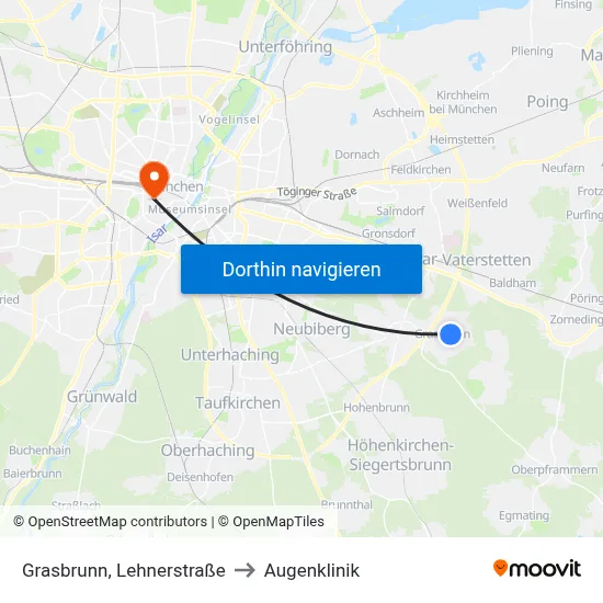 Grasbrunn, Lehnerstraße to Augenklinik map