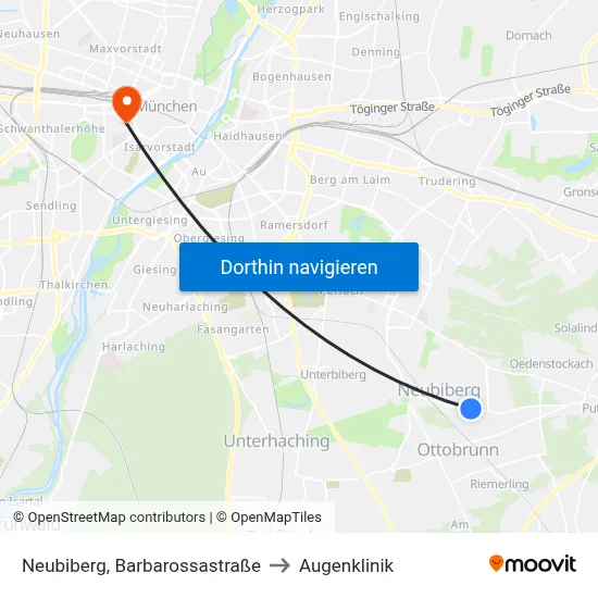 Neubiberg, Barbarossastraße to Augenklinik map