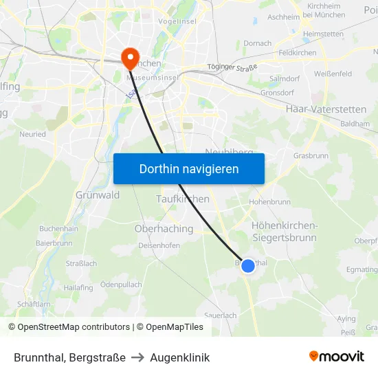 Brunnthal, Bergstraße to Augenklinik map